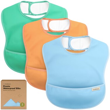 KeaBabies 3Pack Waterproof Baby Bibs for Eating  Lightweight Baby Bib with Food Catcher Mess Proof Toddler Bibs