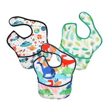 PandaEar 3 Pack Super Light Weight Baby Bib Waterproof Washable Stain Oil and Odor Resistant 536 Months