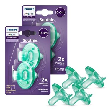 AVENT Philips Soothie Pacifier 03 Months Green 4 Pack SCF19041