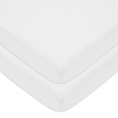 American Baby Company 2 Pack Fitted Pack N Play Playard Sheet 27 x 39 Soft Breathable Neutral 100 Cotton Jersey Pack and Play Sheet White for Boys and Girls Fits Most Mini Crib