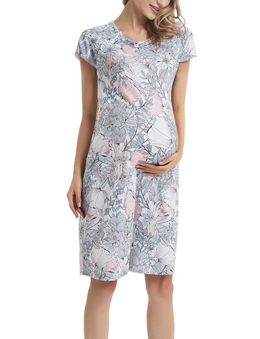 GINKANA Maternity Labor Delivery Hospital Gown Breastfeeding Nursing Nightgown Nursing Nightdress