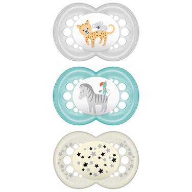 MAM Original Day  Night Baby Pacifier Shape Helps Promote Healthy Oral Development Glows in the Dark 3 Pack 616 Months Unisex
