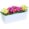 Youngever 3 Pack 38CM Plastic Window Box Planter Heavy Duty Flower Box Planter with Attached Tray for Windowsill Garden Balcony White