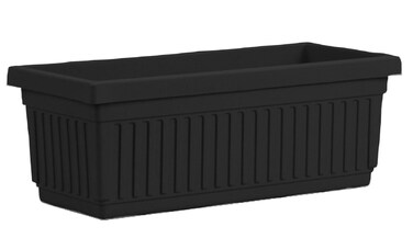 The HC Companies 235 Inch Terra Roma Rectangular Window Planter Box  Lightweight Plastic Indoor Outdoor Plant Pot with Drainage for Windowsill Herbs Flowers Black