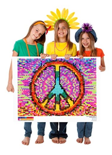 Huge Mosaic Puzzle Poster Kits  Group Project  No Mess Paint by Sticker  Stay at Home Activity  Classroom  One Sticker at a Time  Large Peace Sign  Learning Fun  40 X 36 Giant Poster