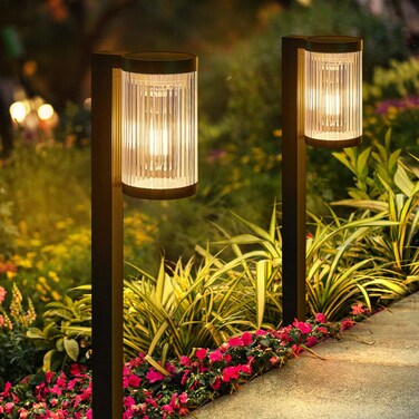 ELECLINK Solar Pathway Lights Outdoor2 Pack Upgraded Solar Outdoor Lights Super Bright Up to 12HrsIP65 Waterproof Solar Garden Lights Outdoor Solar Lights Outside Yard Landscape Path WalkwayBlack