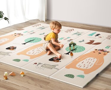 UANLAUO Foldable Baby Play Mat Extra Large Waterproof Activity Playmats for BabiesToddlers Infants Play  Tummy Time Foam Baby Mat for Floor with Travel Bag Indoor Outdoor Use 71 x 79