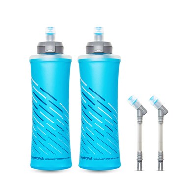 HydraPak UltraFlask Speed 600ml 2Pack  Collapsible Soft Flask Water Bottle for Hydration Vests and Running Packs with Easy Open Cap 600 ml20 oz Malibu Blue