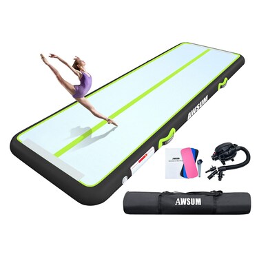 AWSUM Inflatable Gymnastics Mat Tumbling Mats with Carry Bag Training Mat Fitness Mat Air Mat Fitness Gym Mat with Pump for Home