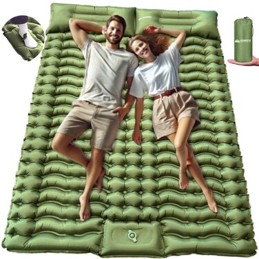 IFORREST Ultralight Double Sleeping Pad  Fast 30s Foot Pump Inflation Air Mat Ergonomic EggShaped Camp Mattress Builtin Pillow Ideal for Camping Backpacking Travel
