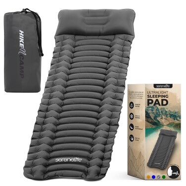 SereneLife Backpacking Air Mattress Sleeping Pad Gray One