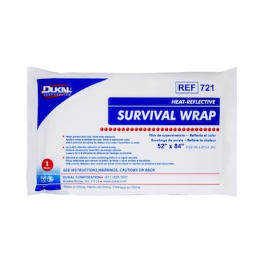 Dukal 721 Emergency Survival Blanket Mylar Wrap  Thermal Properties Convenient Storage  Protection Against Wind Rain Sun  Diverse Functionality for Outdoor Enthusiasts  Responders  Pack of 1