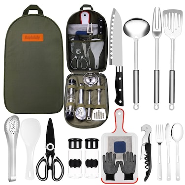 Haplululy Camping Essentials Camping Accessories Gear Must Haves Camper Tent Camping Kitchen Rv Cooking Set Camping Cooking Utensils Set Supplies Gadgets Outdoor Stove Portable Picnic Gifts BBQ Stuff