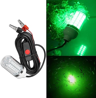 Edearkar Underwater Fishing LED Light 15w12vGreen Light IP68 Waterproof Lamp 360 Degree AllRound Underwater Lighting Fish Light Collection Fish Lamp for Underwater Lighting Night Fishing Lure