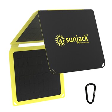 SunJack 15 Watt Foldable IP67 Waterproof ETFE Monocrystalline Solar Panel Charger with USBC and USBA for Cell Phones Tablets and Portable for Backpacking Camping Hiking and More