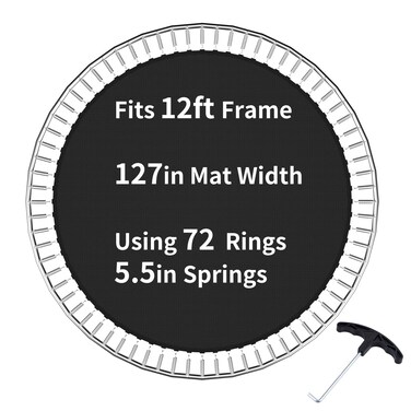 SPORTYOUTH Trampoline Replacement Jumping Mat with VRing Compatible with 12ft  14ft  15ft Round Trampoline Frame WaterResistant UV Resistant Perfect Bounce