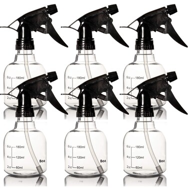 Youngever 6 Pack Empty Plastic Spray Bottles Spray Bottles for Hair and Cleaning Solutions 8 Ounce