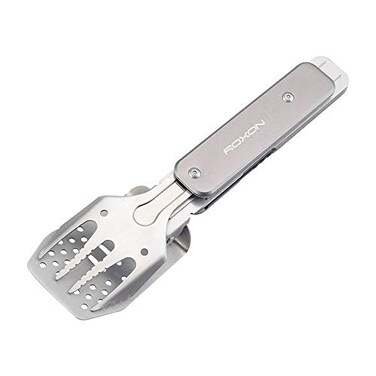 Roxon 4 in 1 Mini BBQ Barbecue Combo Tool Set with Spatula Fork Tongs and Bottle Opener for Hiking Camping