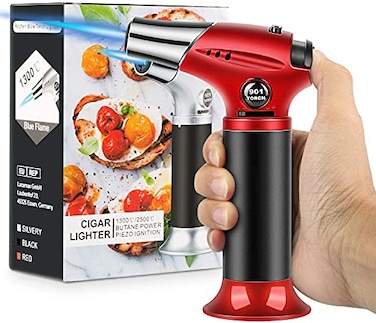 Tencoz Blow Torch Professional Kitchen Cooking Torch with Lock Adjustable Flame Refillable Mini Blow Torch Lighter for BBQ Baking Brulee Creme Crafts and SolderingButane Gas Not Included