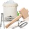 LINALL Ice Mallet and Ice Bag  Wood Hammer and Cotton Canvas Bag for Crushed Ice Bartender Kit  Bar Tools Kitchen Accessory  ICML0001