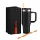 Milton 40 oz 118 L Stainless Steel Insulated Tumbler with Handle 2 Straws Included 12 Hour Hot  Cold Travel Mug Coffee  Tea Cup KitchenReady Water Bottle Malmo 1200 Black