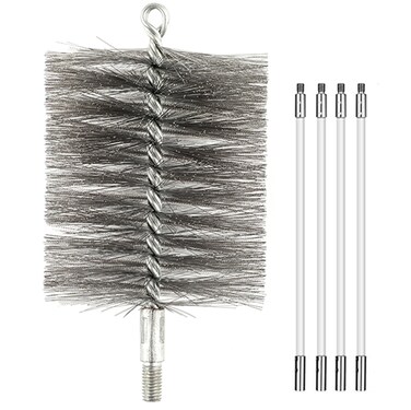 Ctsyuqoo 35 Inch Long Wood Burning Stove Brush Tent Wood Burning Stove Pipe Cleaning Brush Set Stainless Steel Bristles