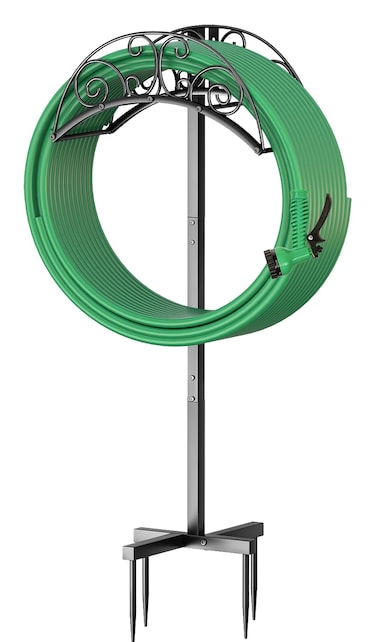 Dewfoam Outdoor Garden Hose Holder FreeStanding HeavyDuty Hose Storage Holder Holds 150 Feet of Hose with Multifunctional Assembly Spike Feet for Outdoor Patio Lawns