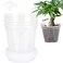 AUGXIXI 5 Sets 8 Inch Transparent Plastic Garden Pots Planter with Saucer Plant Planter Drainage Hole Plastic Pots for Plants Indoor and Out Door House Plants with 10pcs Plant Labels