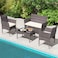 TINKLE WELL Outdoor Patio Furniture Sets 4 Pieces Rattan Chairs Wicker Conversation Set with Tempered Glass Table Cushion for Yard Garden Poolside Porch Bistro Balcony