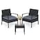 Athena Collection Patio Furniture Set PE Rattan Conversation Set of 3 Outdoor Bistro Table and Chairs Set with Seat Cushion for Garden Front Porch Backyard Gray