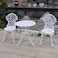 KAI LI Patio Bistro Sets 3 Piece cast Aluminum Patio Furniture Outdoor Garden Metal Rust Proof Tables and Chairs White bisrto Set LeafWhite