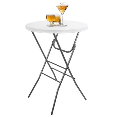 pollilar 28in Cocktail Table Bar Height Folding Table Portable Round Plastic Foldable Table for Indoor Outdoor Gathering Dating Parties Commercial Events