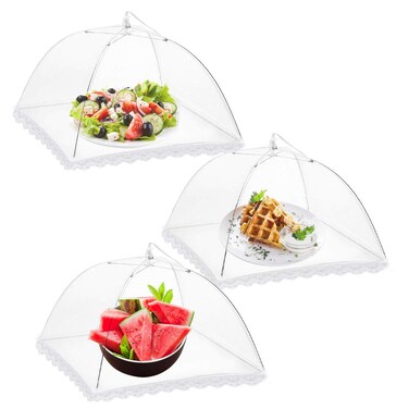 Onarway Food Covers for Outside Mesh 3 Pack 14 Inch Pop Up Fine Fly Net for Fruit  Collapsible Screen Umbrella Food Tent for Outdoor Picnic Party BBQ