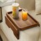 HOLANA Acacia Wood Sofa Armrest Tray Double Hinge Sofa Arm Tray Table Clip  Couch Arm Table  Wooden Side Tables for Small Spaces for Eating and Drink Classic Acacia