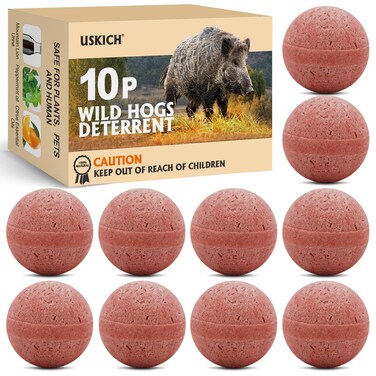 USKICH 10 Pack Wild Hog Scram All Natural Wild Pigs Feral Hogs and Javelina Repellent for Farm Garden Yard Lawn Backyard Trees