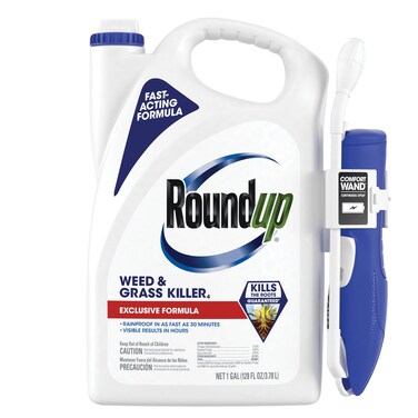 Roundup Weed  Grass Killer with Comfort Wand Use in and Around Flower Beds Trees and Driveways 1 gal
