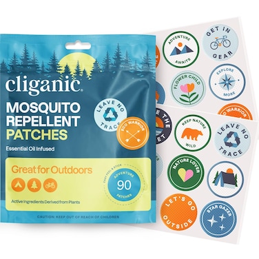 Cliganic Mosquito Repellent Stickers 90 Pack  Camping Patches for Kids  Adults Natural DEETFree Essential Oil Infused