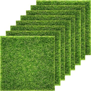 Pangda 8 Packs Garden Craft Grass Fake Grass for Crafts 6 x 6 Inches Miniature Ornament Garden Dollhouse DIY Grass Fairy Artificial Grass Lawn