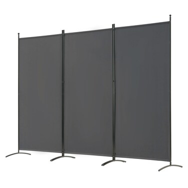 Spurgehom Room Divider 3 Panel Folding Partition Privacy Screens Freestanding Fabric Room Panel Portable Folding Room Divider Wall for Office Room Restaurant 102 W X 71 H Grey
