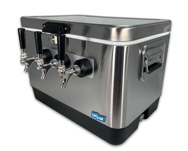 Coldbreak 3Tap Jockey Box Portable Bar Professional Grade 50 Stainless Coils Rear Input Stainless Steel