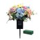 Metal Grave Vase Flower Holder in Ground Cemetery Vase Grave Decorations with Spikes and Floral Foam Square Black