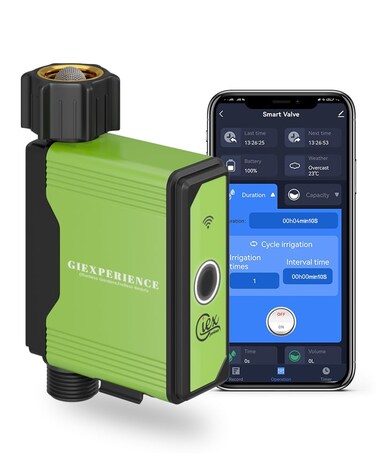 GIEXSMART GIEX ZIGBEE Sprinkler Timer GX02Builtin Flow Meter Smart Irrigation Garden Hose Watering Controller Work with TUYA APP and Smart Life APP