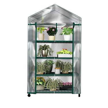Mini Greenhouse4Tier Indoor Outdoor Sturdy Portable ShelvesGrow Plants Seedlings Herbs or Flowers in Any SeasonGardening Rack