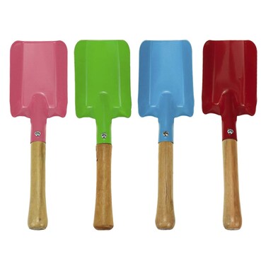Bitray 4PCS Wooden Mini Sand Shovels Metal Spade with Sturdy Wooden Handle Safe Gardening Tools Trowel Shovel