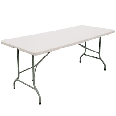 FORUP SHOWAY 6ft Table Folding Utility Table Fold in Half Portable Plastic Picnic Party Dining Camp Table White LC18M6FT15