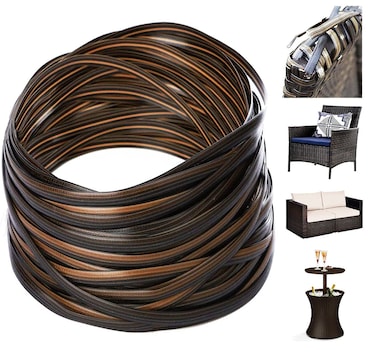 Samemo Wicker Repair Material Rattan Furniture Fix Kit Brown Flat Plastic Weaving Material for housing Rattan Furniture and Garden Chair Basket Patio Conversation Furtinue250ft Gradiant Coffe