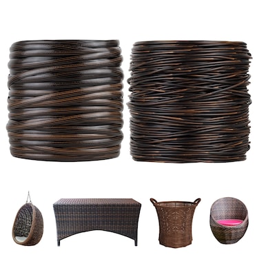 fammom Patio Furniture Wicker Repair Kit Synthetic Rattan Material for Patio Chair Sets Knit and Replacement DIY Garden Outdoor Patio Furniture Sofa TableFruit Baskets vases etc Brown