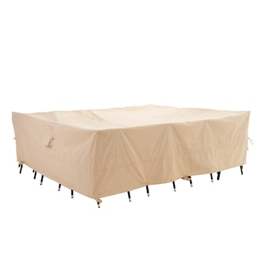 WJX3 Extra Large Patio Furniture Set Covers Waterproof Outdoor Table Cover Heavy Duty Lawn Sectional Set Cover Antifading High Wind Resistant AntiUV 180W x 96D x 36H Inches Beige