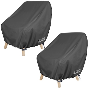 ULTCOVER Waterproof Patio Chair Cover  Outdoor Lounge Deep Seat Single Lawn Chair Cover 2 Pack Fits Up to 28W x 30D x 32H inches Black