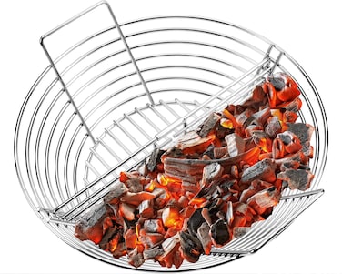 Replacement Kamado Classic Joe Charcoal Basket Lump Ash Basket Fits Big Green Egg Grill Large  Stainless Steel Charcoal Holder with Divider Smoking Accessories also for other 18 Charcoal Grills